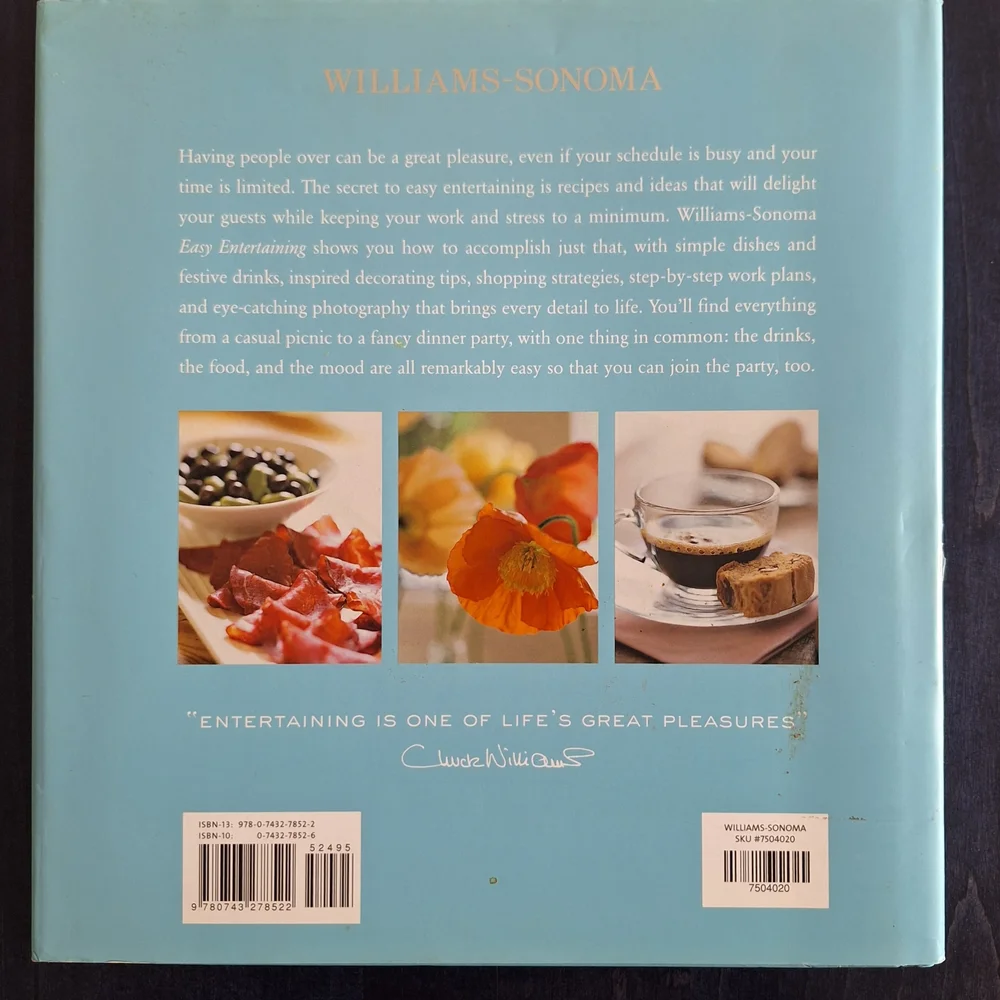 Easy Entertaining - Book With Menus For Cooking With Family And Friends. NWOT